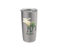 State Of Maine Moose Forest Tree Hunter Wildlife Bicchiere termico in acciaio inox doppia parete