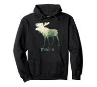 State of Maine Moose Forest Tree Hunter Wildlife Felpa con Cappuccio