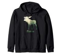 State of Maine Moose Forest Tree Hunter Wildlife Felpa con Cappuccio