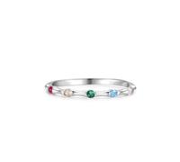 Statement - Anello da donna con gemme multicolori, in argento bianco 18 carati, misura 45 (14,3)