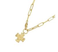 Statement - Collana con ciondolo a forma di crocifisso spesso, in acciaio inox, da donna, con catena a serpente, gioiello da donna e ragazza, vintage, con crocifisso martellato, Misura unica, come