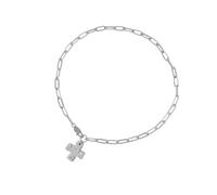 Statement - Collana con ciondolo a forma di crocifisso spesso, in acciaio inox, da donna, con catena a serpente, gioiello da donna e ragazza, vintage, con crocifisso martellato, Misura unica, come