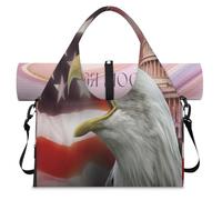 Stati Uniti America Sport Duffle Bag con Scomparto Scarpa America Bald Eagle Weekend Pernottamento Borse Tote Cabina Bagagli per Palestra Yoga Viaggio, Colore, L, Borsone da viaggio