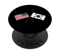 Stati Uniti Corea del Sud Bandiere incrociate Maglia americana Corea del Sud PopSockets PopGrip Adesivo