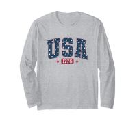 Stati Uniti d'America 1776 Stelle Distressed Patriotic Independence Day Vintage Maglia a Manica