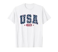 Stati Uniti d'America 1776 Stelle Distressed Patriotic Independence Day Vintage Maglietta