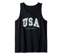 Stati Uniti Est. 1776 stelle floreali patriottiche Canotta