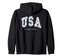 Stati Uniti Est. 1776 stelle floreali patriottiche Felpa con Cappuccio