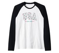 Stati Uniti Est. 1776 stelle floreali patriottiche Maglia con Maniche Raglan
