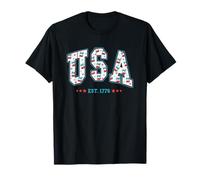 Stati Uniti Est. 1776 stelle floreali patriottiche Maglietta