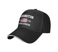 Stati Uniti Est.1776 Washington Mesh Baseball Cap Cappello Da Corsa Cappelli Da Viaggio All'aperto Regolabile Estate Caps Nero, #399, M