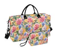 Stati Uniti Rose Bellezza Fiori Estivi Colorato Decorativo Pernottamento Carry On Tote e Bagagli Sport Palestra Tote Bag con Toiletry Bag per Yoga Impermeabile bolso de para Mujer