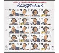 Stati Uniti Scott 3100-3103 32c Harold Arlen (5), 32c Johnny Mercer (5), 32c Dorothy Fields e 32c Hoagy Carmichael Cantautori Leggende della musica americana Completa Se-tenant Pane di 20. menta mai h