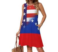 Stati Uniti Venezuela Bandiera Combinata Casual Donne Abiti Senza Maniche Girocollo Sundress Estate Swing Abiti, Stile:, 3XL