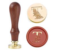 Statice - Timbro per ceralacca, con lettera T, 25 mm, in ottone, per buste, inviti o regali di San Valentino
