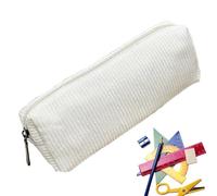 Stationery - Custodia per matite, con chiusura lampo, stile retrò, con scomparti multipli, grande capacità, Corduroy Stationery Pouch per penne, pennarelli ed eraser, bianco, vedi descrizione, Vedi