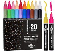 STATIONERY ISLAND Pennarelli Gesso Liquido Cancellabili, Pennarello Lavagna Cancellabili 6mm, Pennarelli per Lavagna Colorati Per Vetro, Specchio e Insegne, Set Di 20