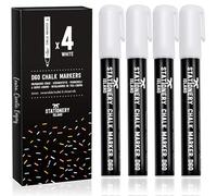 STATIONERY ISLAND Pennarelli Gesso Liquido Cancellabili, Pennarello Lavagna Cancellabili, Pennarelli Lavagna Bianca Cancellabile, pennarello Lavabili 6MM Set Di 4