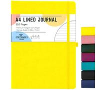STATIONERY ISLAND Quaderno A4 Righe, 320 Pagine di Taccuino a Righe, Copertina Rigida Quaderno da 100 g/m² per Scrivere, Lavorare, Studiare, Diario,Giallo limone