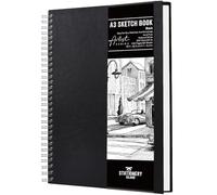 STATIONERY ISLAND Quaderno per schizzi A3 Copertina rigida, Cartuccia spessa 200 gsm Quaderno per schizzi, Blocco per schizzi A3 con rilegatura a spirale, Quaderno artistico 50 fogli / 100 pagine