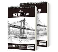 STATIONERY ISLAND Sketchbook, A4 Blocco da Disegno 180g/m² Carta Spessa, 100 Pagine/50 Fogli Rilegati a Spirale Album da Disegno 2 pacchi