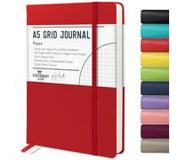 STATIONERY ISLAND Taccuino a Quadretti A5, Quaderno a Quadretti con Copertina Rigida con Carta Spessa Premium da 120 gsm, Quaderno a Griglia Rosso