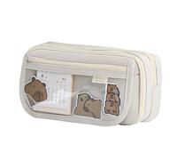 Stationery Pencil Case - Large Capacity Organizer, Zipper Storage Pouch, Multi Compartment Holder | School Office Stationery Storage Organization Usage, Pens Pencils Erasers Supplies Carry Portable