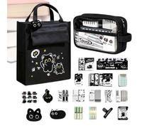 Stationery Set, Cartoon Black Cat Student School Gel Pens Kit Organizer