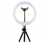 Stativo a 3 sezioni con luce a LED da 10 pollici per live streaming e bellezza, con treppiede flessibile e supporto per telefono, compatibile con , Android e telefoni cellulari per foto, selfie, regis