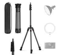 Stativo Fotografico e Stativo luci, Tripode in Alluminio, 44-200 cm, Gambe Reversibili, Vite 1/4", Per Anelli luce, Flash e Softbox. Peso 0.85 kg, Regolazione Indipendente Gambe Per Ogni Terreno