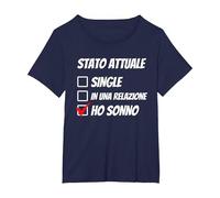 Stato Attuale Single Relazione Ho Sonno Dormire Divertente Maglietta, Donna Plus-Size, Navy, 3X