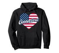 Stato del Connecticut Patriottico USA Cuore US Uomini Donne e Bambini Felpa con Cappuccio