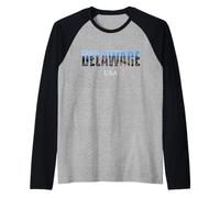 Stato Delaware USA - Capitale del Delaware Effetto retrò Maglia con Maniche Raglan