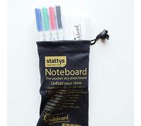 Stattys Noteboard - Foldable Pocket-Size Dry-Erase Whiteboard with 4 dry-erase whiteboard markers (red, blue, green and black)
