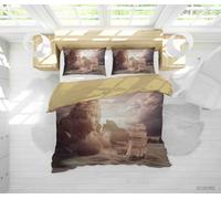 Statua 3D barca a vela barriera corallina paesaggio trapunta set biancheria d...