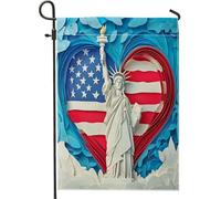 Statua 3D della dea anteriore cortile cortile bandiere da giardino verticale 30 x 45 cm double face per esterno, bandiera per il giorno dell'indipendenza dell'America, bandiera per il 4 luglio, motivo