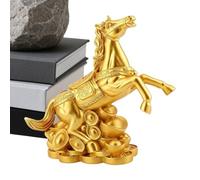 Statua a cavallo cinese del capodanno 2026, scultura decorativa in resina dorata per la casa, statuetta di cavallo di Capodanno cinese, per negozi, scuole, uffici, bar, librerie, soggiorno, comodino