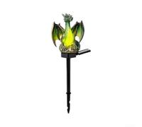 Statua a energia solare a forma di drago, 41 cm, verde e blu | LED a energia solare, sensore automatico dal tramonto all'alba, altezza 41 cm, opzioni verde e blu, stile gotico