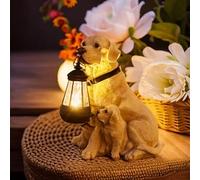 Statua a energia solare per esterni, statuetta, scultura, statua, ornamento decorativo, decorazione per Halloween, per giardino, cortile, patio, prato, balcone, sentiero, impermeabile IP65 (cane, 1)