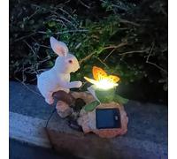 Statua a energia solare per esterni, statuetta, scultura, statua, ornamento decorativo, decorazione per Halloween, per giardino, cortile, patio, prato, balcone, sentiero, impermeabile IP65 (coniglio,