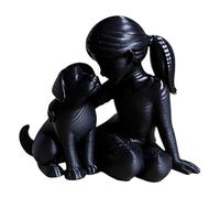 Statua a forma di cane, statuetta commemorativa a forma di ragazza e cane, statuette di animali decorativi per la casa, per esporre casa, bagno, scrivania, ufficio, ingresso, scrivania, libreria