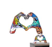 Statua a forma di cuore con gesto | Scultura con mani a cuore - Decorazioni a mano con amore, statue con dita a cuore, gesto d'amore con graffiti colorati, scultura con segno d'amore a mano, gesto