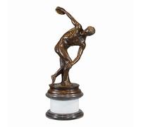 Statua a forma di disco, in vero bronzo su base in marmo, 61,5 cm