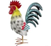 Statua a forma di gallo per esterni, realizzata in ferro robusto per una lunga durata resistenza agli agenti atmosferici, decorazione per giardino, cortile, patio, con dettagli artistici dipinti a