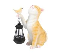 Statua a forma di gatto, ornamento da giardino, statua di gatto con luci , impermeabile, per esterni, statuetta di gatti in resina per amanti dei gatti, decorazione per patio, casa
