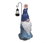 Statua a forma di gnomo da giardino con lanterna in resina resistente alle | Resina resistente ai raggi UV per tutte le condizioni atmosferiche, design dipinto a mano, per esterni, cortile, alto
