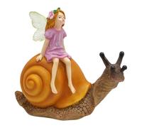 Statua a forma di lumaca - figura di lumache sedute, scultura ornamentale da giardino, composto in resina dipinta a mano, scena stravagante da fiaba, statuetta per interni ed esterni, ideale per la