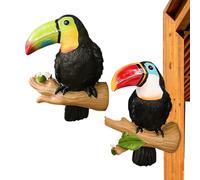 Statua a forma di pappagallo, statua da giardino per esterni, decorazione per uccelli, statuetta animale in resina per patio, portico, piscina, cortile, parete albero