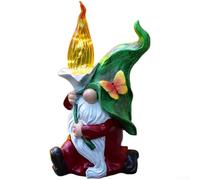 Statua a luce solare a forma di gnomo da giardino per patio | Ricarica automatica, luce notturna, risparmio energetico, nessun cablaggio, struttura in resina resistente alle intemperie