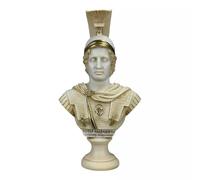 Statua a testa di Alessandro Magno Macedone, busto con finitura patina
